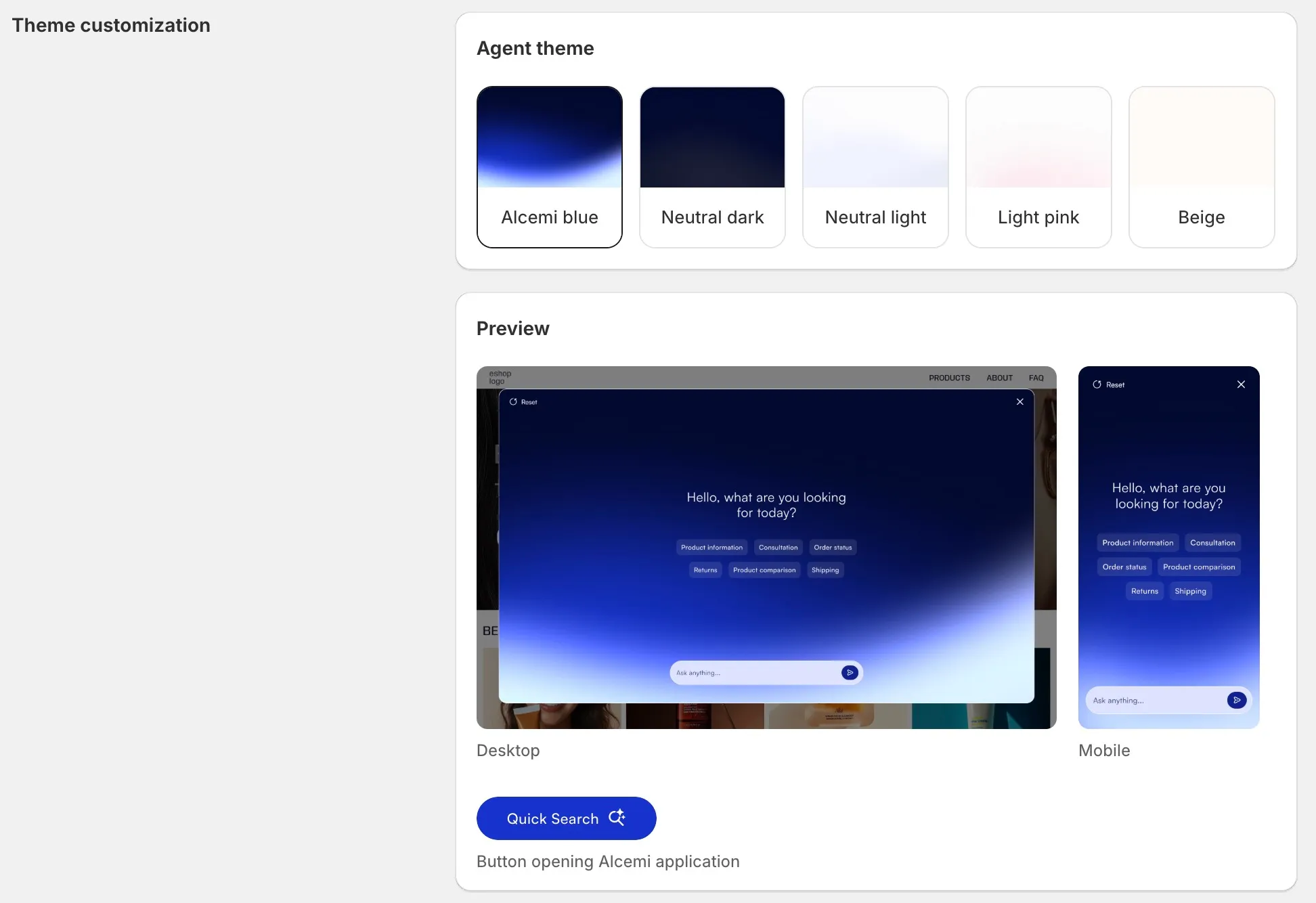 Customization Dashboard